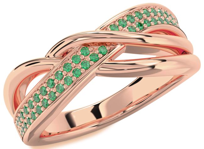 Emerald Rose Gold Infinity Round Ring