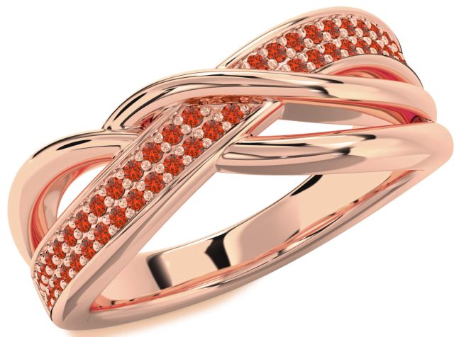 Fire Opal Rose Gold Silver Infinity Round Ring