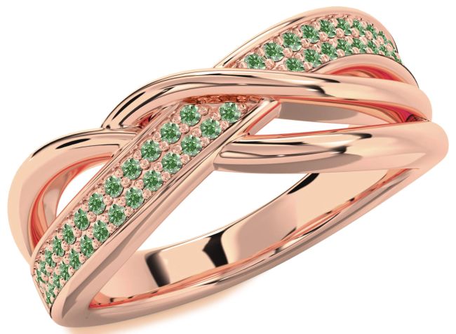Green Diamond Rose Gold Infinity Round Ring