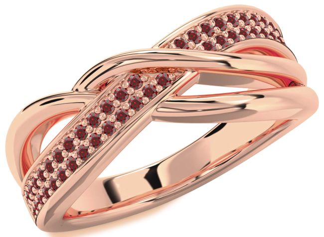 Garnet Rose Gold Infinity Round Ring