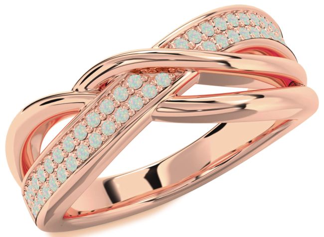 Opal Rose Gold Infinity Round Ring