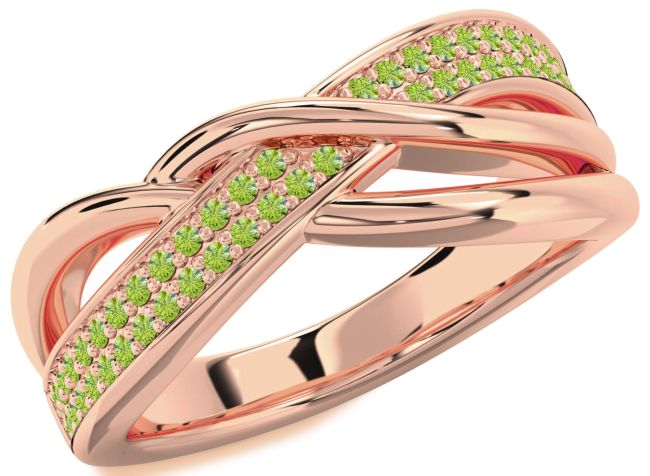 Peridot Rose Gold Silver Infinity Round Ring