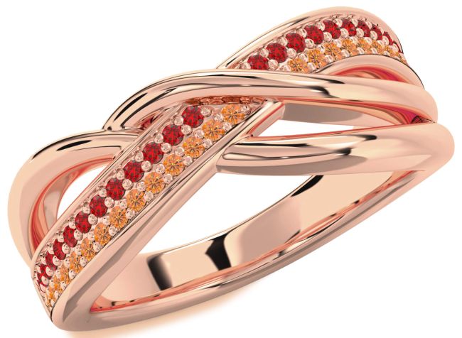 Ruby & Citrine Rose Gold Infinity Round Promise Ring