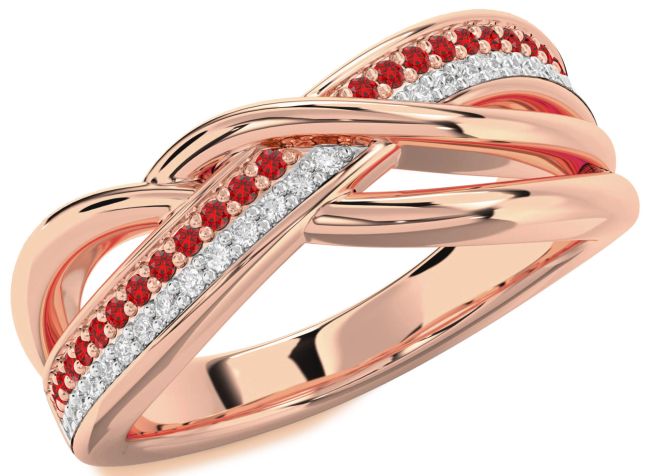 Diamond & Ruby Rose Gold Infinity Round Promise Ring