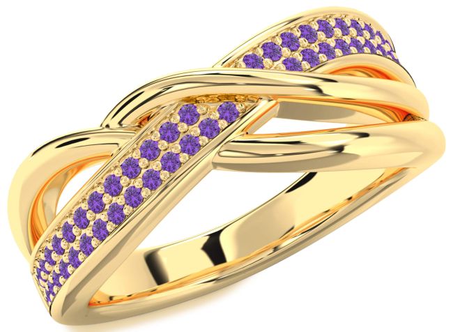 Amethyst Gold Infinity Round Ring
