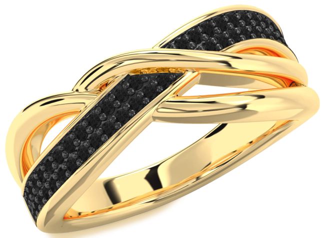 Black Diamond Gold Infinity Round Ring