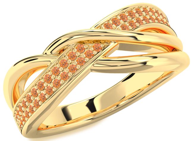 Citrine Gold Silver Infinity Round Ring