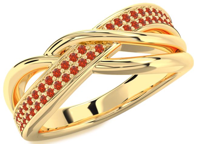 Fire Opal Gold Silver Infinity Round Ring
