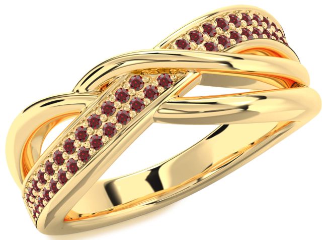 Garnet Gold Infinity Round Ring