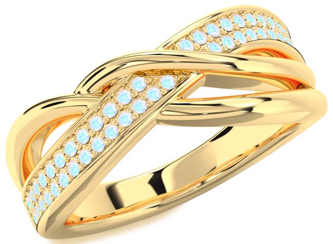 Moonstone Gold Silver Infinity Round Ring