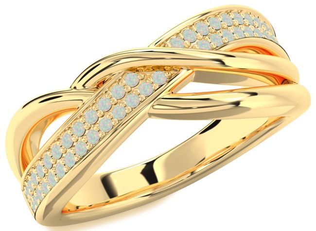 Opal Gold Infinity Round Ring