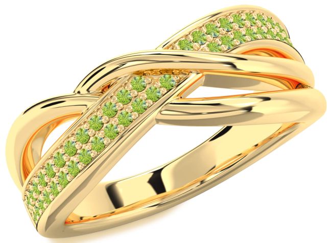 Peridot Gold Silver Infinity Round Ring
