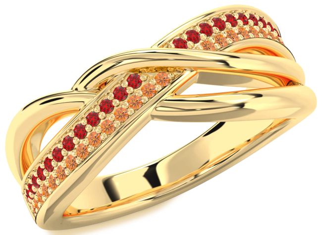 Ruby & Citrine Gold Infinity Round Promise Ring