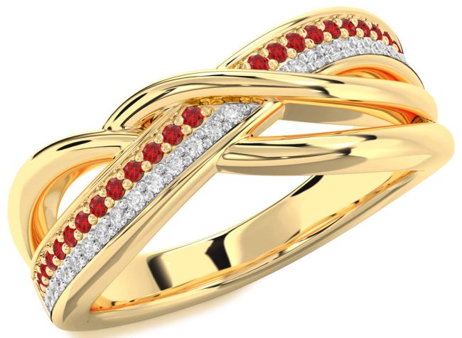 Diamond & Ruby Gold Infinity Round Promise Ring