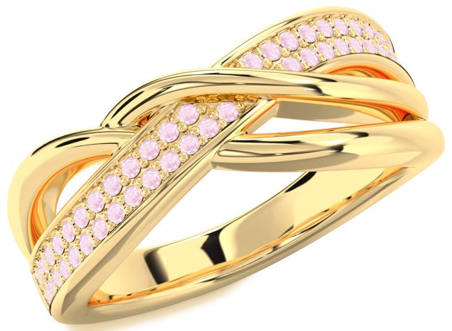 Rose Quartz Gold Infinity Round Ring