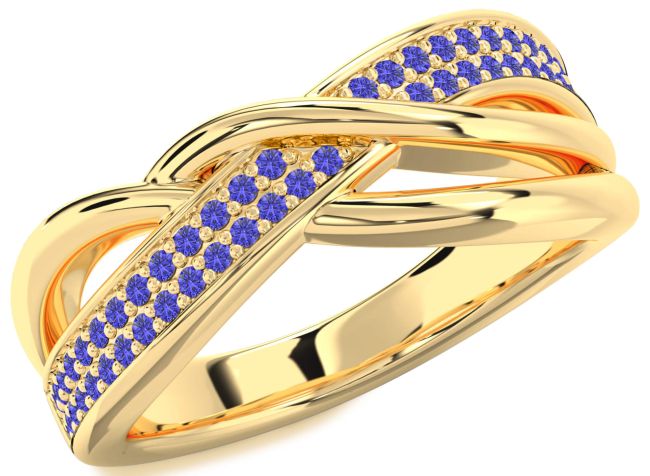 Tanzanite Gold Silver Infinity Round Ring