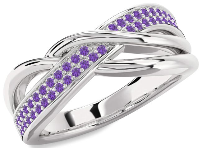 Amethyst Platinum Infinity Round Ring