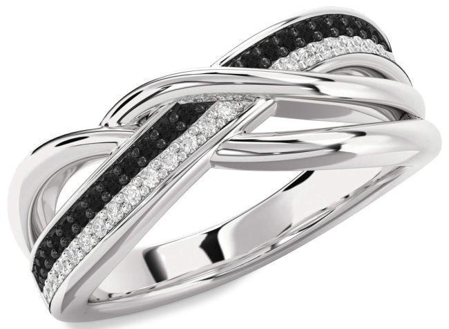 Black Diamond Silver Infinity Round Promise Ring