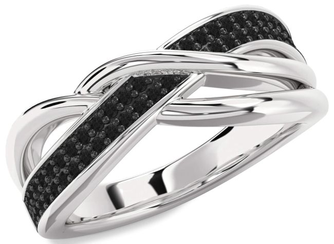 Black Diamond White Gold Infinity Round Ring