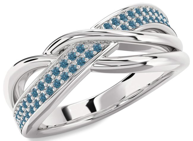 Blue Diamond White Gold Infinity Round Ring