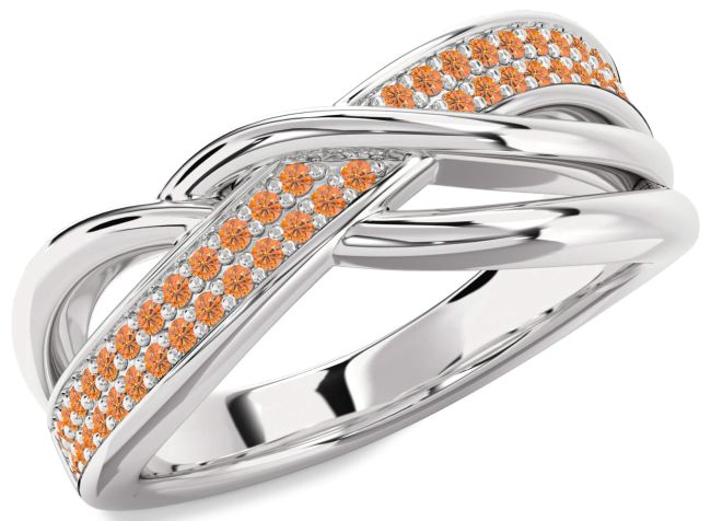 Citrine White Gold Infinity Round Ring
