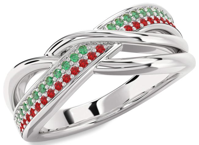 Emerald & Ruby Platinum Infinity Round Promise Ring