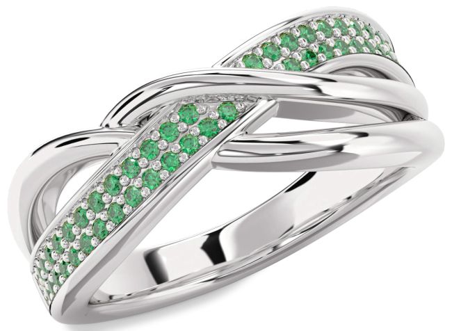 Emerald Platinum Infinity Round Ring