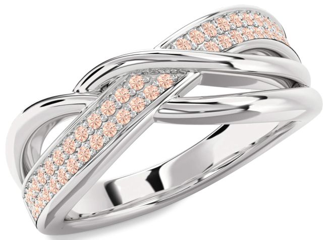 Morganite Platinum Infinity Round Ring
