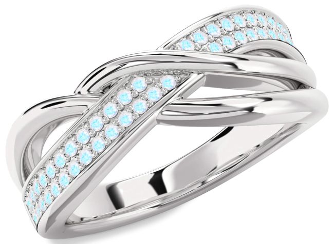 Moonstone White Gold Infinity Round Ring