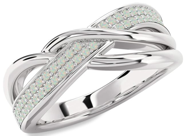 Opal Silver Infinity Round Ring