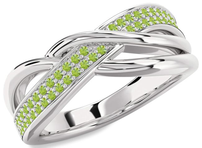 Peridot White Gold Infinity Round Ring