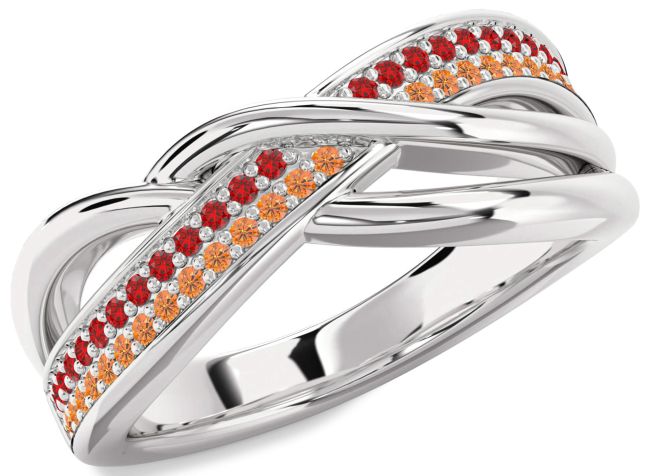 Ruby & Citrine Silver Infinity Round Promise Ring