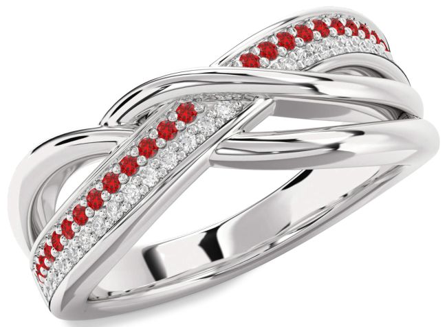 Diamond & Ruby Silver Infinity Round Promise Ring
