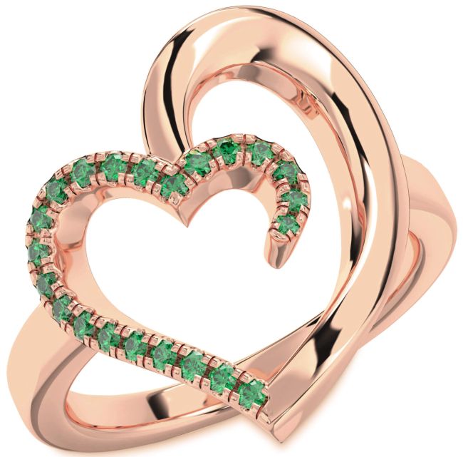 Emerald Rose Gold Heart Ring