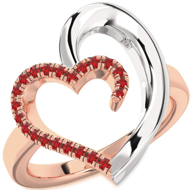 Ruby Rose Gold Silver Heart Ring