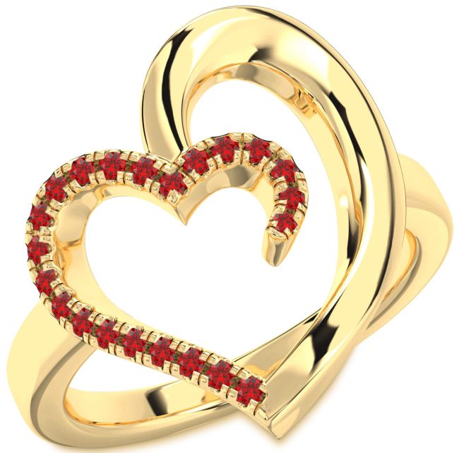 Ruby Gold Heart Ring