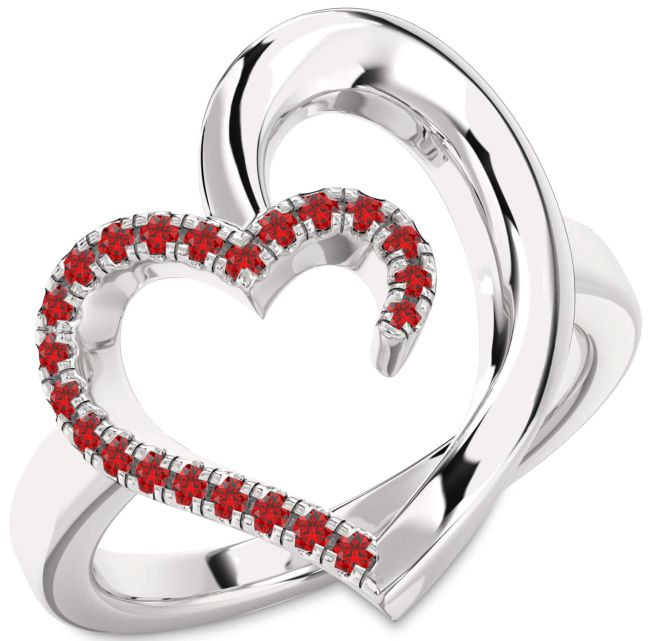 Ruby Platinum Heart Ring