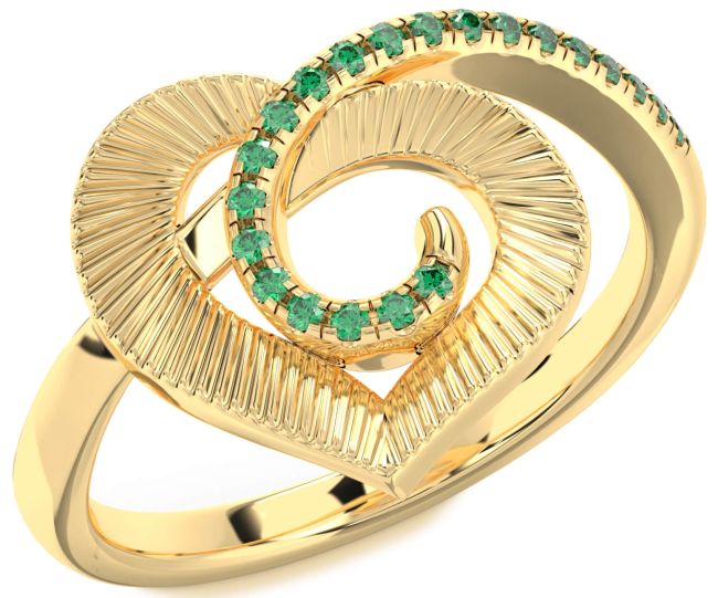 Emerald Gold Heart Ring
