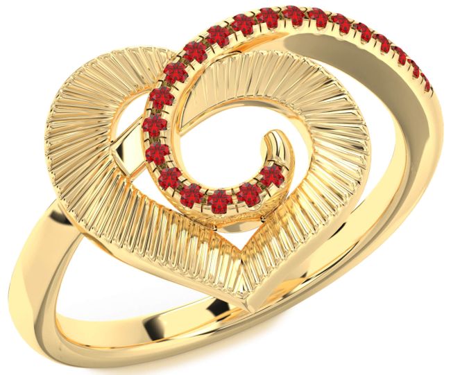 Ruby Gold Heart Ring