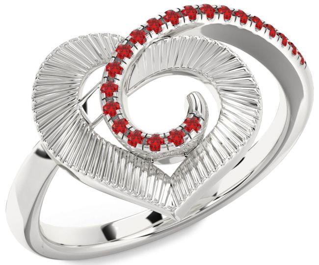 Ruby White Gold Heart Ring