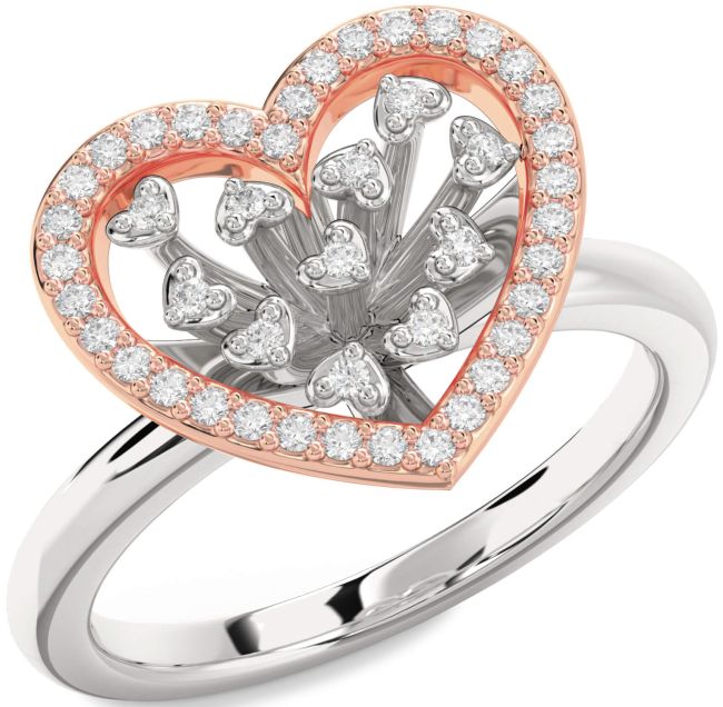 Diamond White Rose Gold Heart Ring