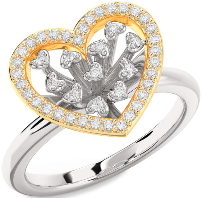Diamond Silver & 10K gold Heart Ring