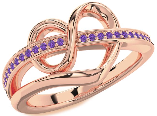 Amethyst Rose Gold Infinity Heart Ring