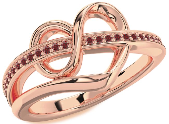 Garnet Rose Gold Infinity Heart Ring