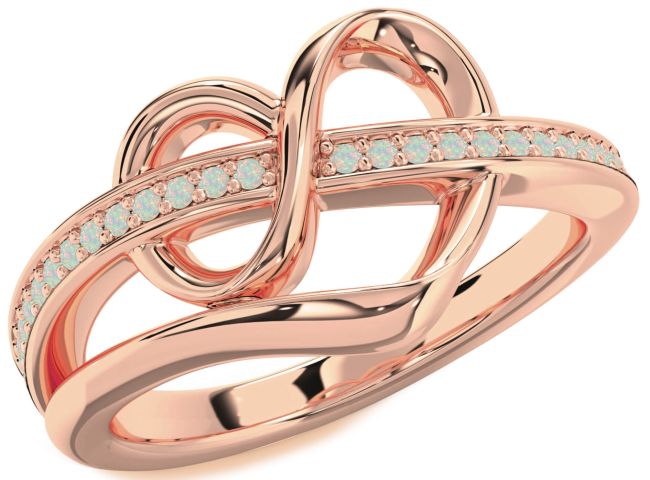 Opal Rose Gold Infinity Heart Ring