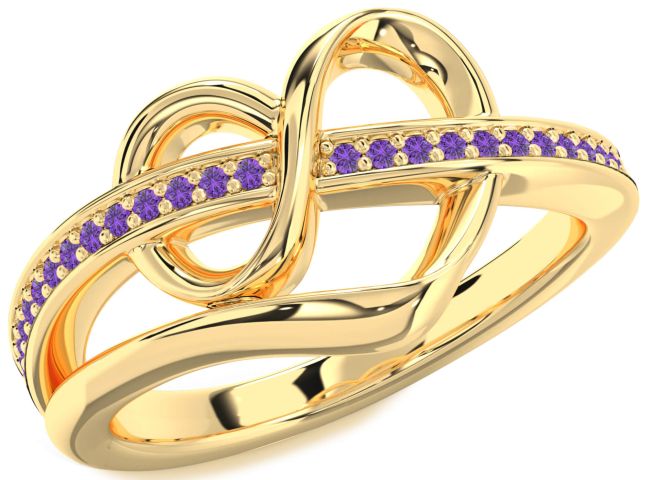 Amethyst Gold Infinity Heart Ring
