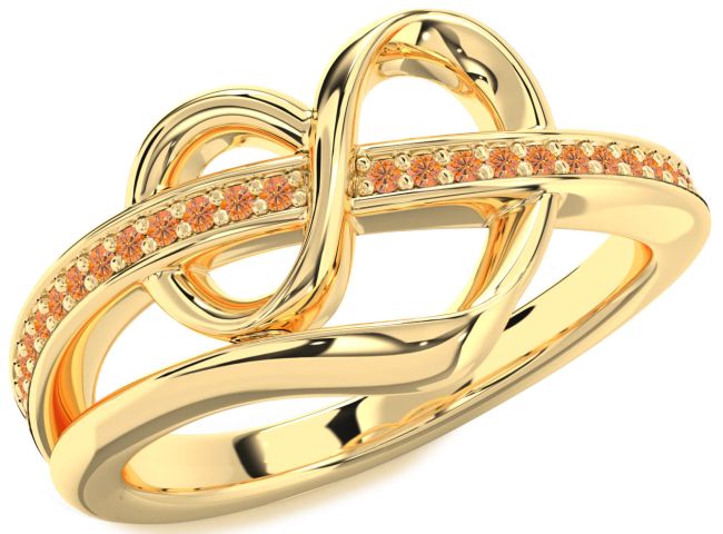 Citrine Gold Infinity Heart Ring