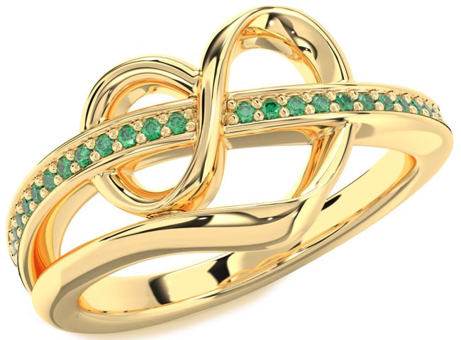 Emerald Gold Infinity Heart Ring