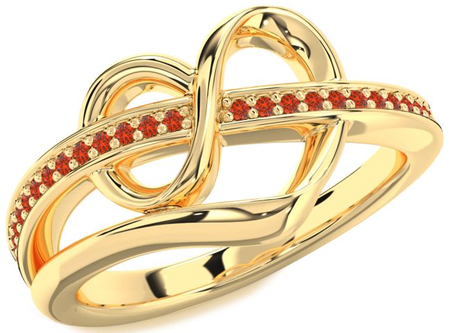 Fire Opal Gold Infinity Heart Ring
