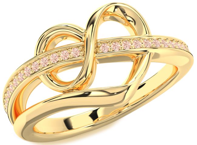 Morganite Gold Infinity Heart Ring